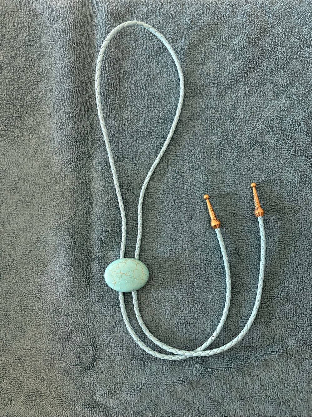 Aqua Braided Bolo Tie with Turquoise Stone Accent